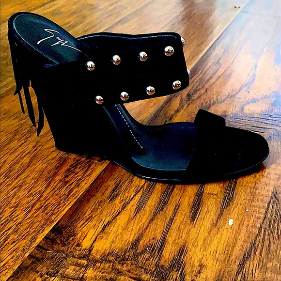 Giuseppe Zanotti Black Studdee Wedge Sandle - Picture 1 of 3